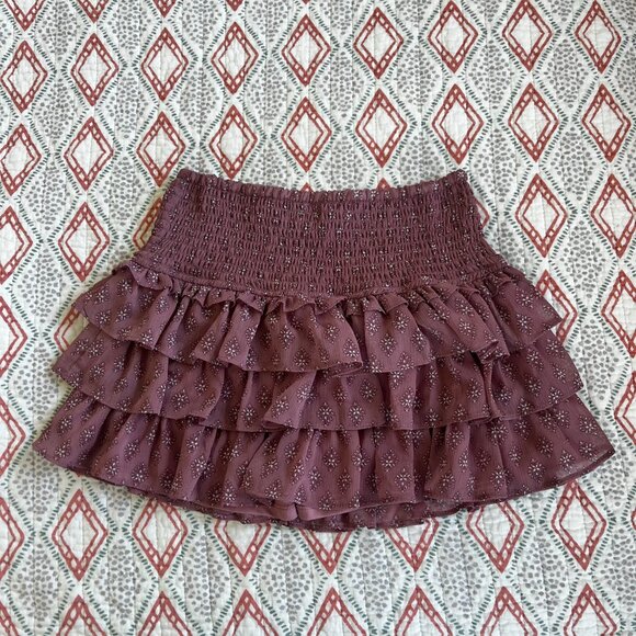 H&M Tiered Mini Skirt Size XS Color: Dusty Pink - Picture 2 of 5